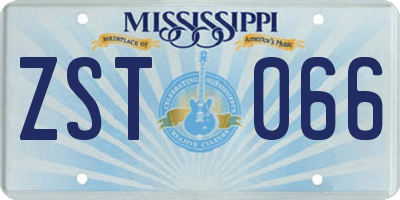 MS license plate ZST066