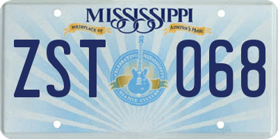 MS license plate ZST068