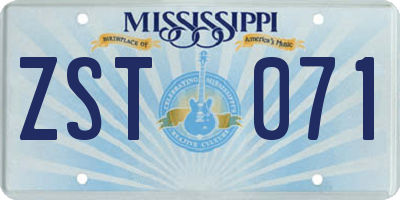 MS license plate ZST071