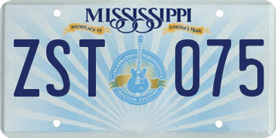 MS license plate ZST075