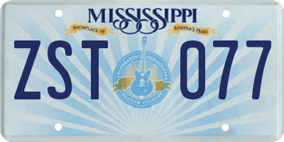MS license plate ZST077