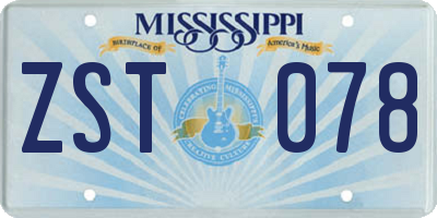 MS license plate ZST078