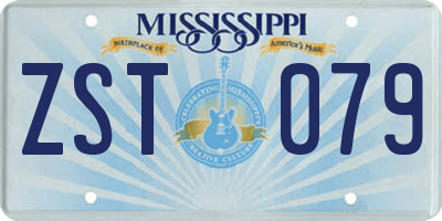 MS license plate ZST079