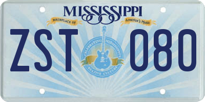 MS license plate ZST080
