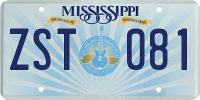 MS license plate ZST081