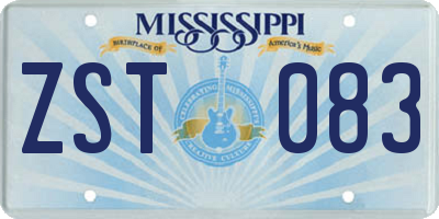 MS license plate ZST083
