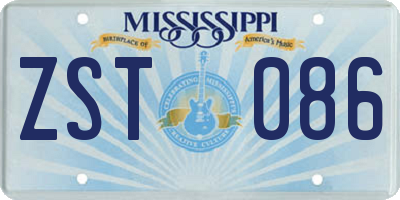 MS license plate ZST086