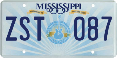 MS license plate ZST087