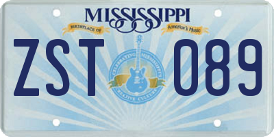 MS license plate ZST089
