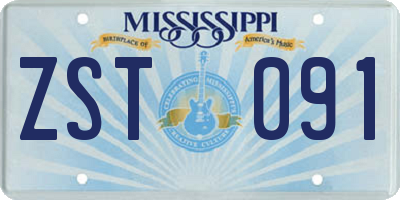 MS license plate ZST091