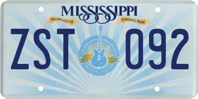 MS license plate ZST092