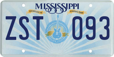 MS license plate ZST093
