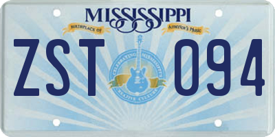 MS license plate ZST094