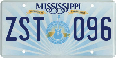 MS license plate ZST096