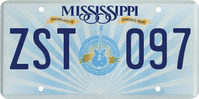 MS license plate ZST097