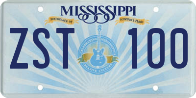 MS license plate ZST100