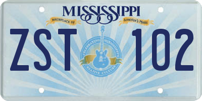 MS license plate ZST102