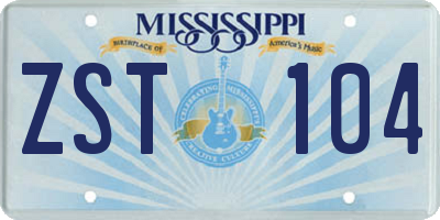MS license plate ZST104