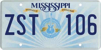 MS license plate ZST106