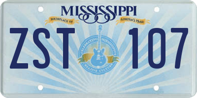 MS license plate ZST107