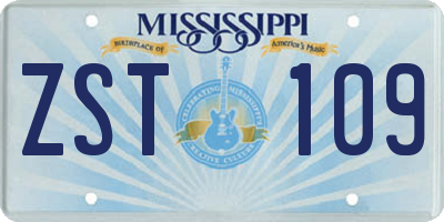 MS license plate ZST109