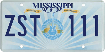 MS license plate ZST111