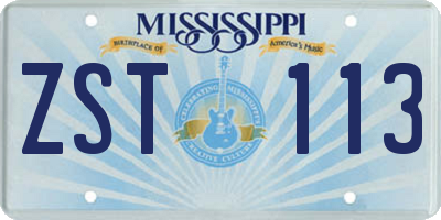 MS license plate ZST113