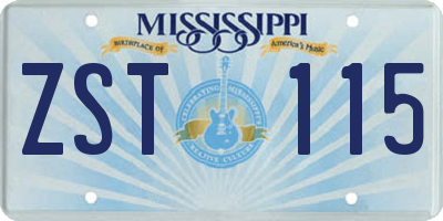 MS license plate ZST115