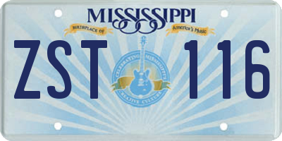 MS license plate ZST116