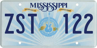 MS license plate ZST122