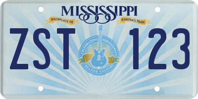 MS license plate ZST123
