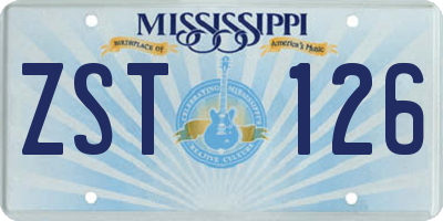 MS license plate ZST126