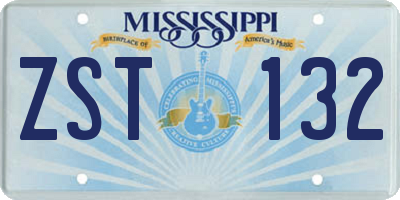 MS license plate ZST132