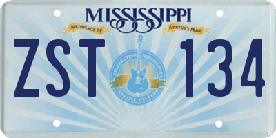 MS license plate ZST134
