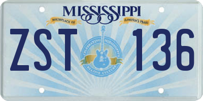 MS license plate ZST136