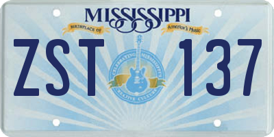 MS license plate ZST137