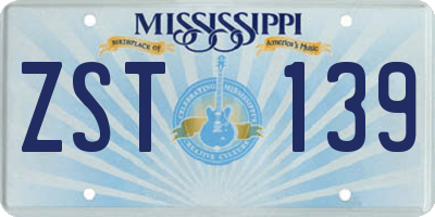 MS license plate ZST139