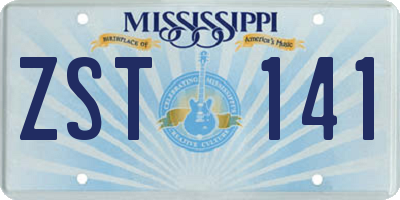 MS license plate ZST141