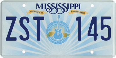 MS license plate ZST145