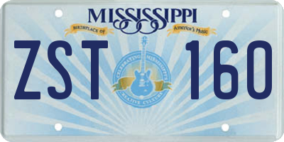 MS license plate ZST160