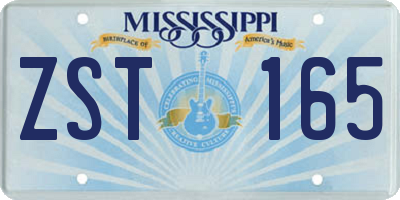 MS license plate ZST165