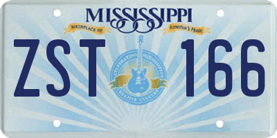 MS license plate ZST166
