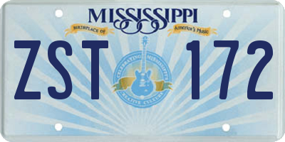 MS license plate ZST172