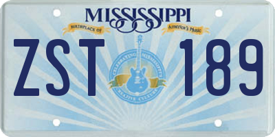 MS license plate ZST189