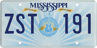 MS license plate ZST191