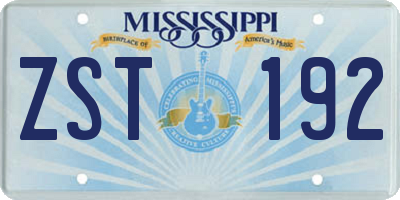 MS license plate ZST192