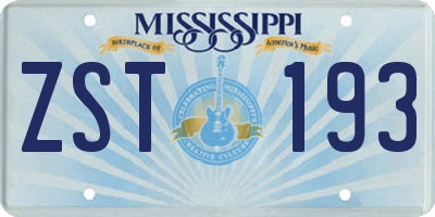 MS license plate ZST193