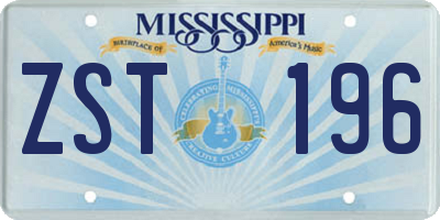 MS license plate ZST196