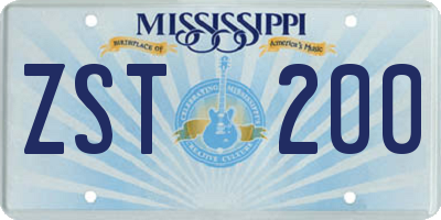 MS license plate ZST200