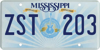 MS license plate ZST203